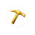 Teamhouseoraa logo featuring a golden pickaxe shape inside a solid hexagon icon